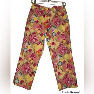 LILLY PULITZER Liza Capri Pants Diamond Head Patch Hula Monkey Size 4 Vintage